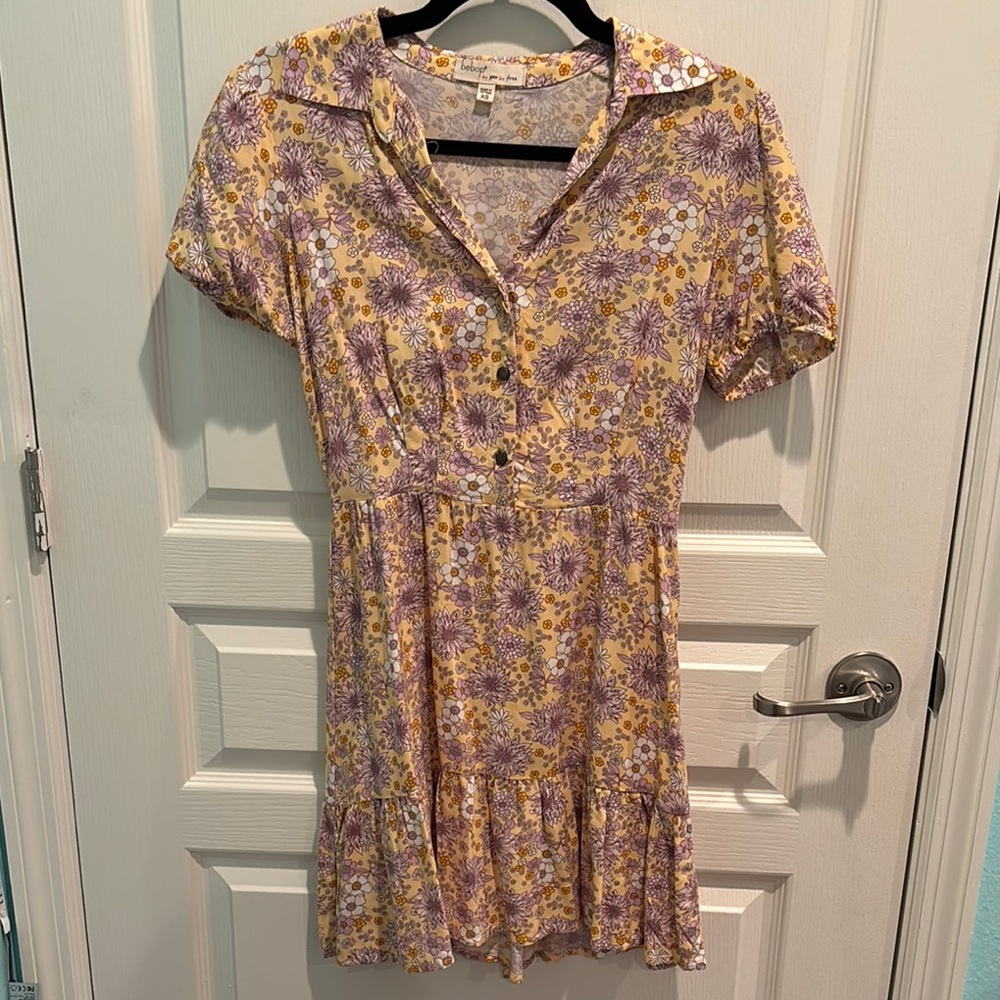 Floral Yellow and Purple Women's Dress